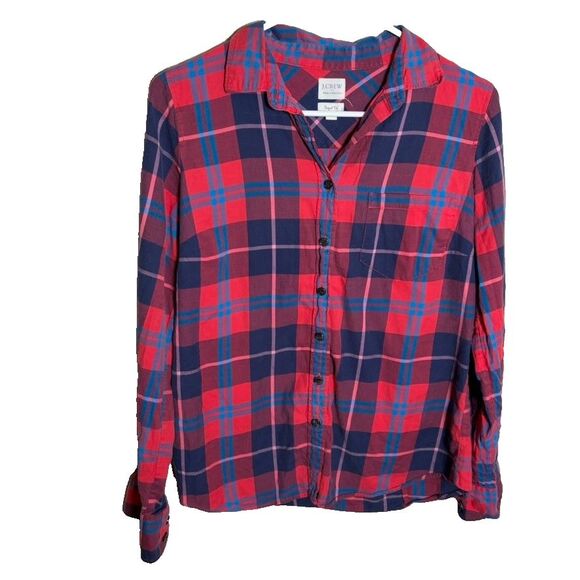 J. Crew Tops - J Crew Shirt Women's Small Plaid Perfect Fit Button Up Casual Long Sleeve